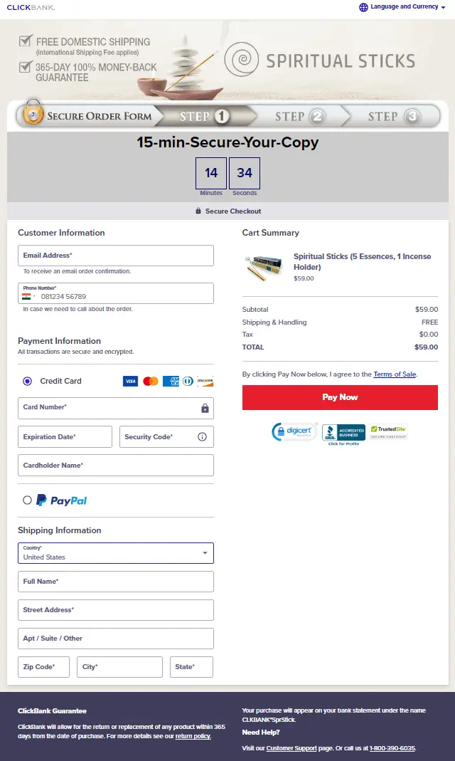 Secured Order Form